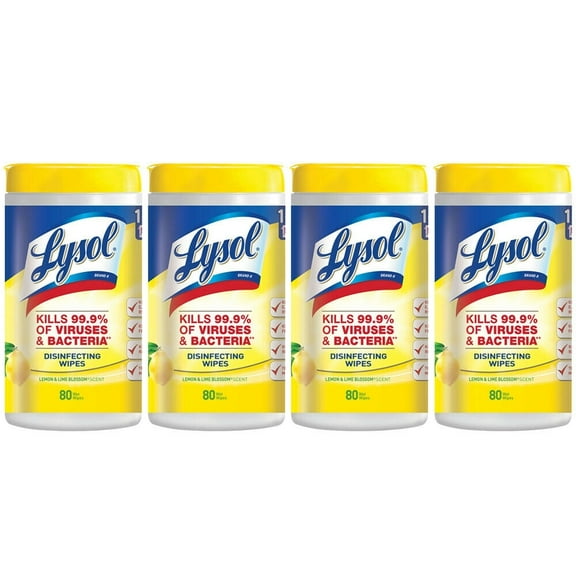 Lysol Disinfecting Wipes, Lemon & Lime Blossom 80 ct (Pack of 4)