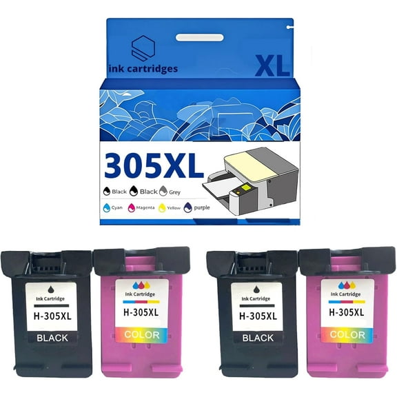 305 305XL Ink Cartridges Compatible for HP 2710 2720 4110 4130 4120 6010 6020 6430 6420 Inkjet Printers, Leak-Proof Design Crisp Printing