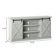 TwinStar Home Farmhouse TV Stand with Sliding Barn Doors for TVs up to 70, Sargent Oak