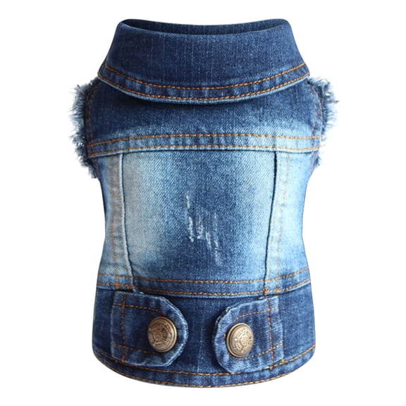 FTsdfkl Pet Clothes, Dog Jeans Jacket, Cool Blue Denim Coat Small Medium Dogs Lapel Vests, Puppy T-Shirt Comfort and Cool Apparel for Small Medium Dogs Cats,Vintage Textured Grain,XL