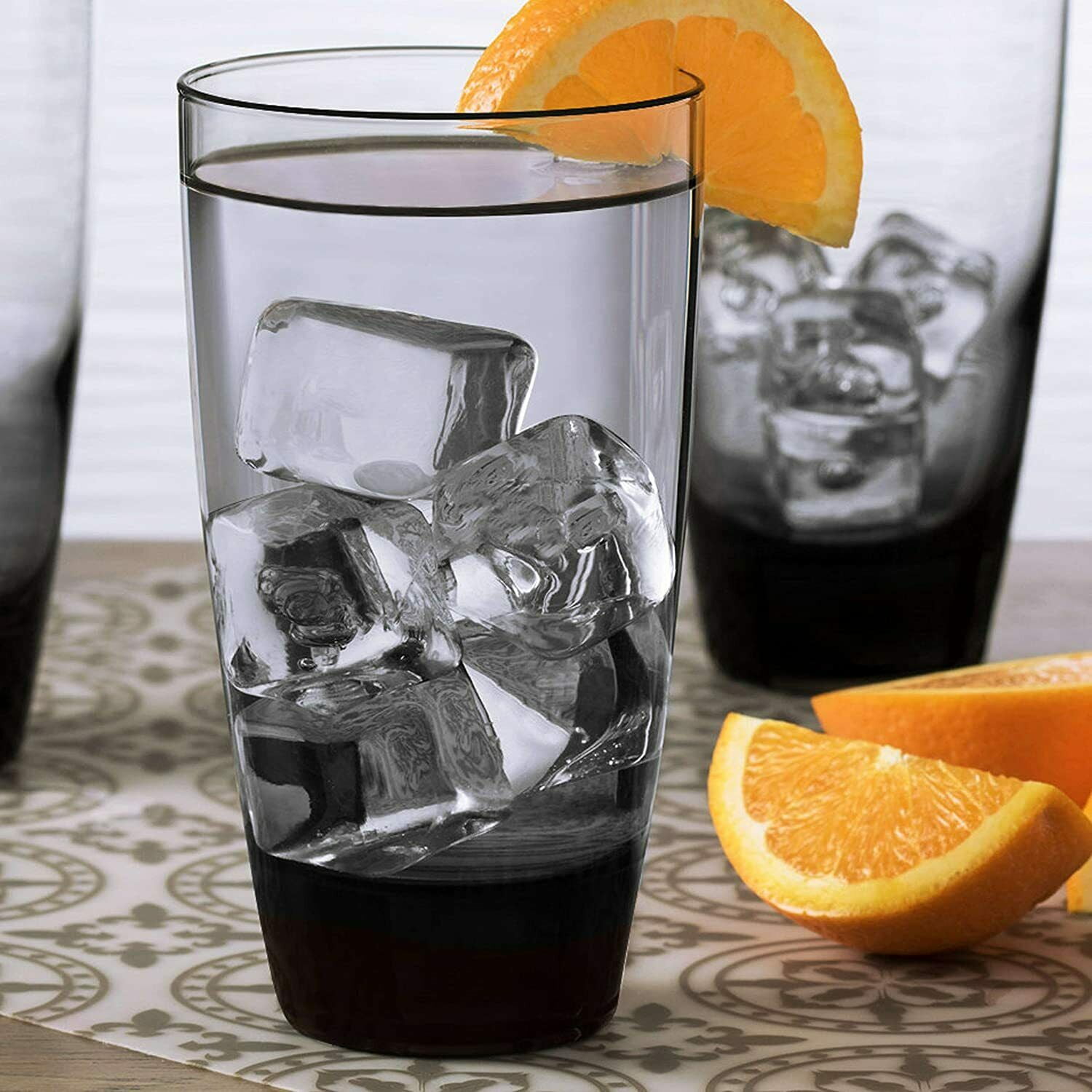 Details about   Classic Smoke Drinking Glasses Round Tumbler Cups Set of 4 18 OZ Dishwasher Safe 