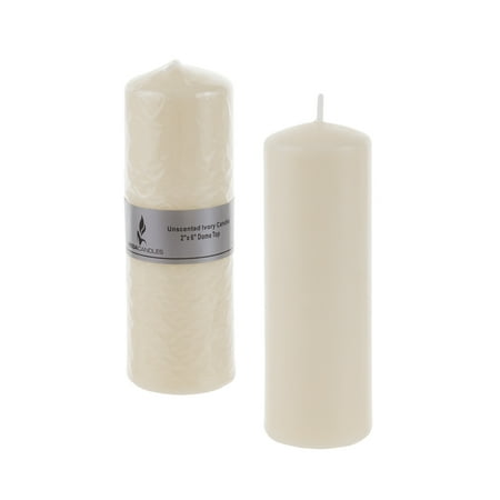 Mega Candles - Unscented 2 Inch x 6 Inch Dome Top Pressed Pillar Candle