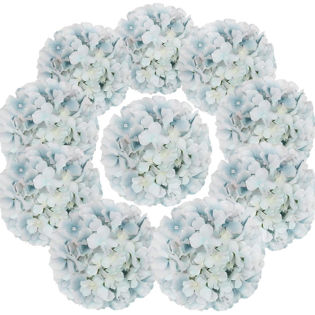 Cabezas de hortensia de seda flojery con flores artificiales, 10 unidades, color azul lago Flojery Ver descripción