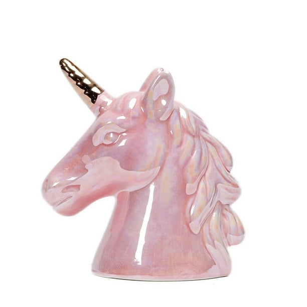Banco de monedas de cerámica, unicornio iridiscente Nordi, 8 x 13 x 14 cm