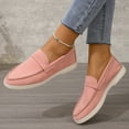 thumbnail image 4 of Lovskoo Flats Loafers Comfortable Loafers For Women Round Toe Faux Suede Slip-On Moccasins Shoes Classic Casual Driving Penny Loafers Pink, 4 of 8