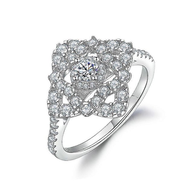 Anillo de circonita y trébol en plata de ley 925 - 10 - Código de modelo 12628 10