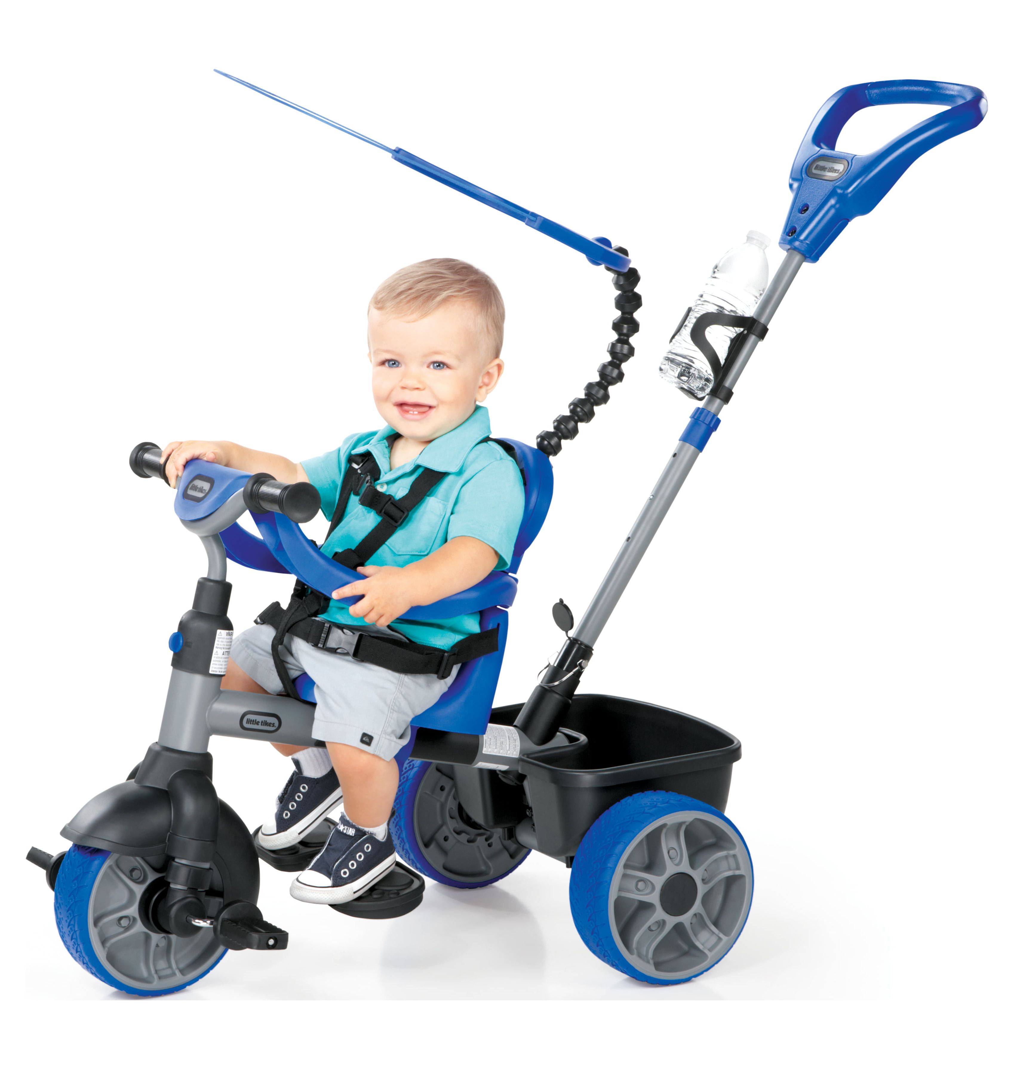 Little Tikes 4-in-1 Basic Edition Trike in Blue, Convertible Tricycle for Toddlers Tricycle with 4 Stages of Growth and Shade Canopy- For Kids Kids Boys Girls Ages 9 Months to 3 Years Old - image 3 of 8