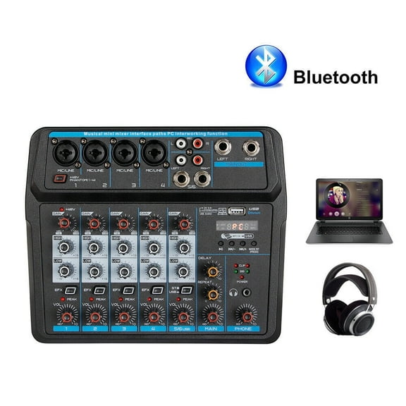 6-Channel Live Studio Audio Mixer Sound Board Mixing Console Home USB Bluetooth for family parties, karaoke