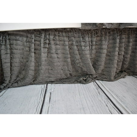 Fur Ruffle - Gray Ruffle Crib Skirt for Baby Bedding Nursery Decor
