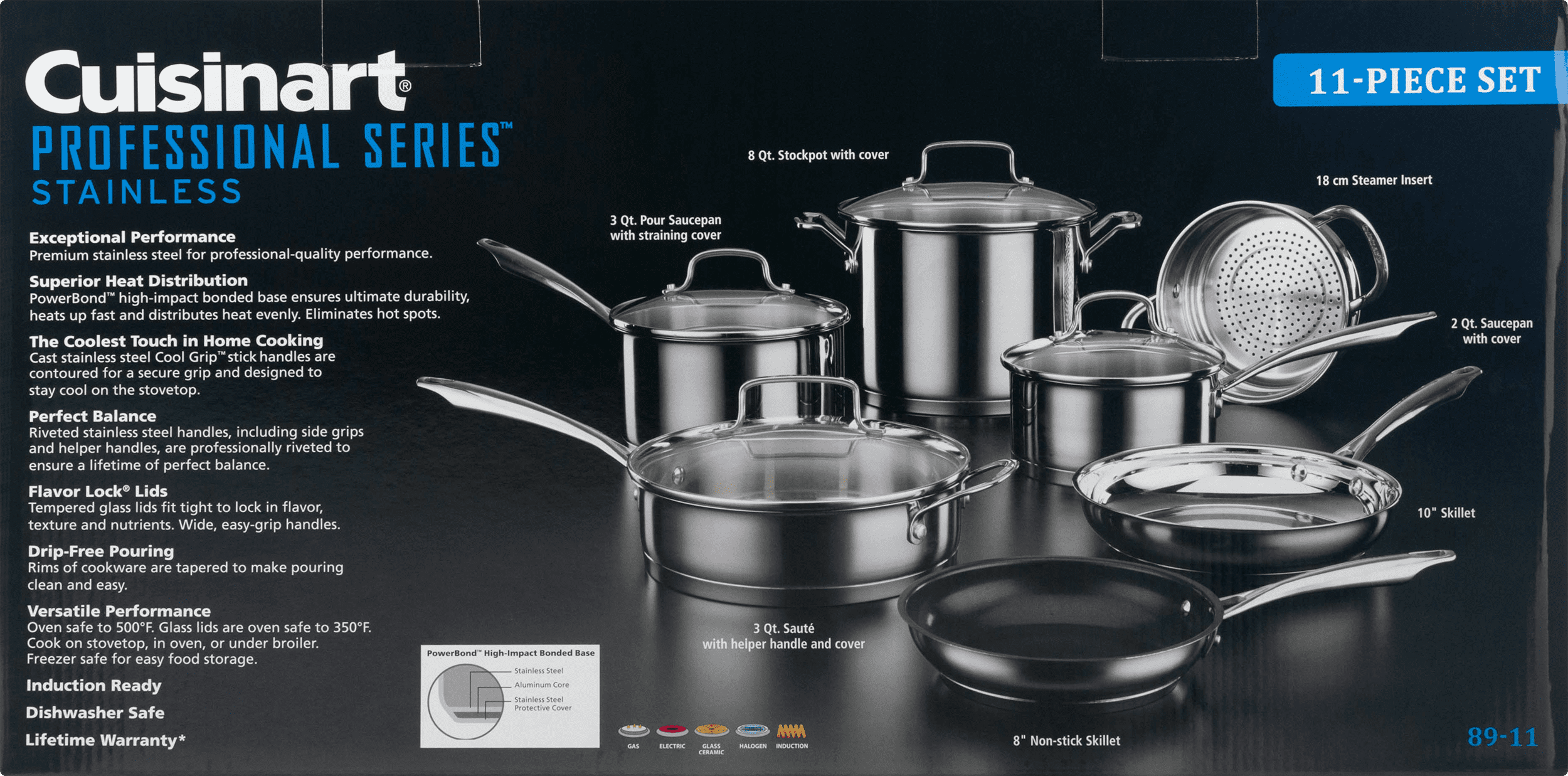 Cuisinart Professional Series 11pc Stainless Steel Cookware Set - 89-11