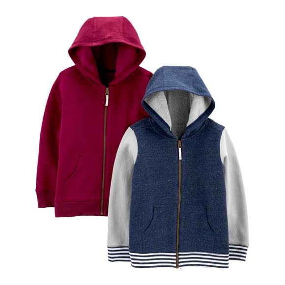 Sudaderas con capucha Simple Joys by Carter's Baby Boys, paquete de 2 unidades, forro polar con cremallera