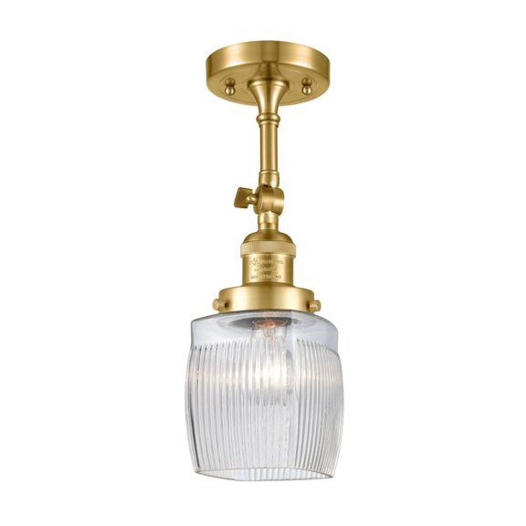 Innovations 201F-SG-G302 Colton 1 Light Semi-Flush Mount part of the Franklin Restoration Collection, Satin Gold