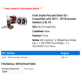 thumbnail image 2 of Front Brake Pad and Rotor Kit - Compatible with 2015 - 2016 Hyundai Genesis 3.8L V6, 2 of 2