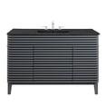 thumbnail image 5 of Single Sink Vanity Cabinet, Grey Gray Black, Wood, Mid Century Hotel Bedroom Bathroom, Modern Contemporary HB33683, 5 of 11