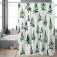 thumbnail image 2 of Christmas Shower Curtains Pine Tree Forest Bath Curtain Watercolor Green Waterproof Seasonal Bathroom Shower Curtain Set with Hooks Decoration 36 x 72 Inches, 2 of 8