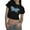 Black, variant on Musuos Women Crop T-Shirts Casual Rhinestone Print Summer Short Sleeve Basic Tops