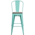 thumbnail image 6 of Flash Furniture 30" High Mint Green Metal Barstool with Back and Wood Seat, 6 of 6
