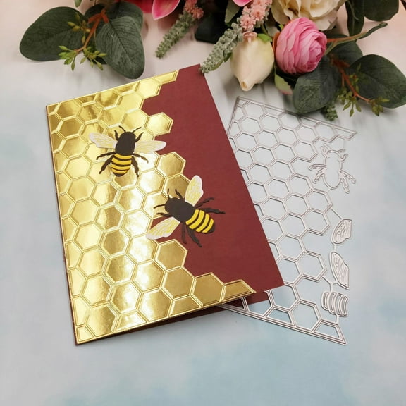 Metal Die Cuts, Bee Honeycomb Cutting Dies for DIY Scrapbooking Album Decorative Die Cut Stencils Card Making Craft