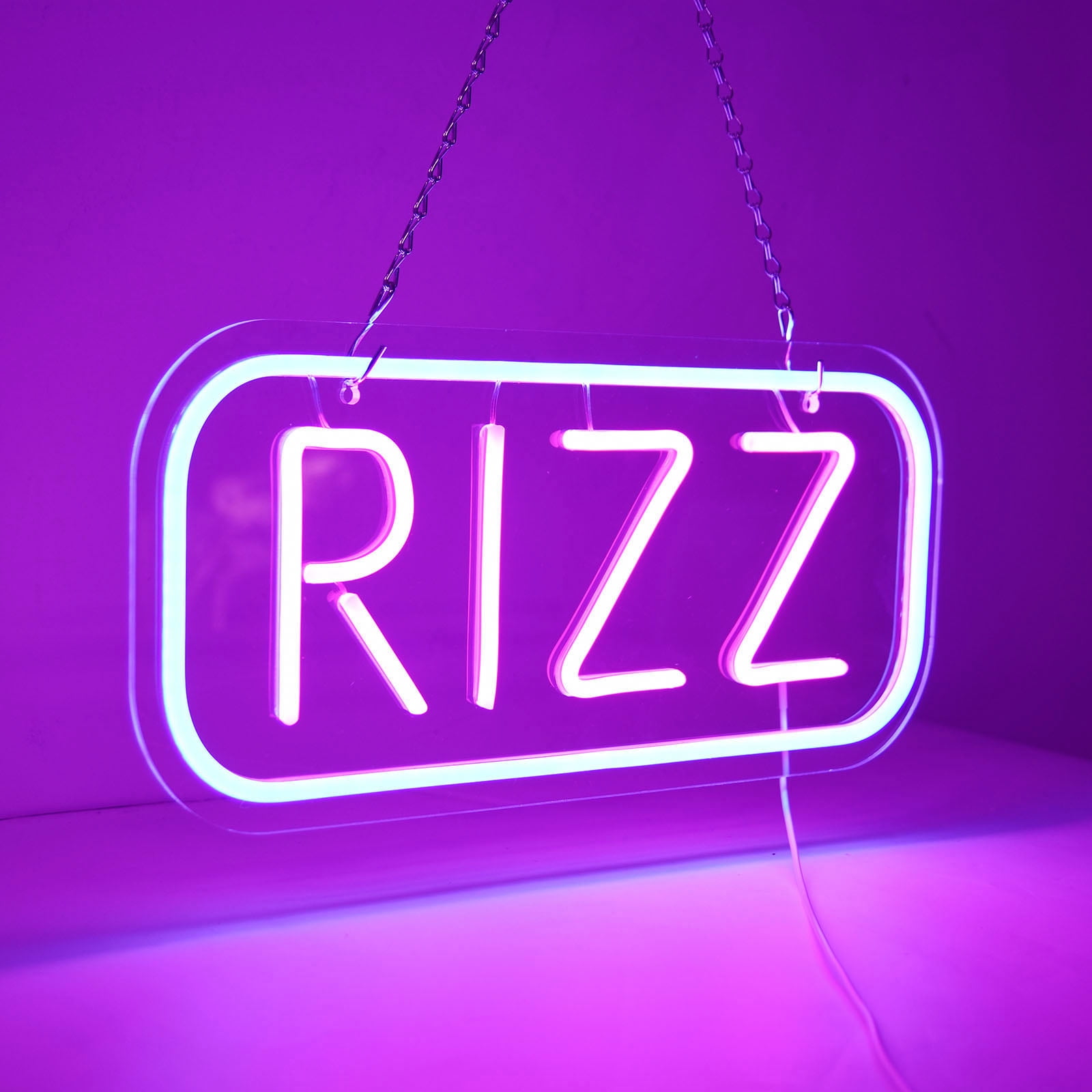 RIZZ LED Neon Sign Neon Sign Light 15.7"x 7.8" LED Neon Light with On/Off Switch Wave Neon Sign for Wall Home Party Decoration