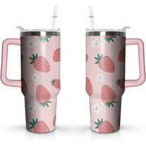 Strawberry Tumbler, Strawberry Cup, Strawberry Mug, Strawberry Water Bottle, Strawberry Themed Gifts, Strawberry Accessories, Birthday Gifts for Women, 40oz Insulated Tumbler with Lid and Straw