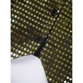 thumbnail image 4 of Fldy Kids Boys Girls Hip-hop Jazz Dance Costume Sequins Jacket Vest Waistcoat Stage Performance Party Black&Gold 140, 4 of 7