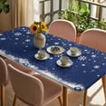 thumbnail image 3 of Navy Blue Christmas Table Cloths for 4 Foot Rectangle Tables, Xmas Snowflake Ball Winter Snowflake Patio Waterproof Elastic Fitted Tablecloths, Washable Rectangular Table Cover for Camping, 3 of 8