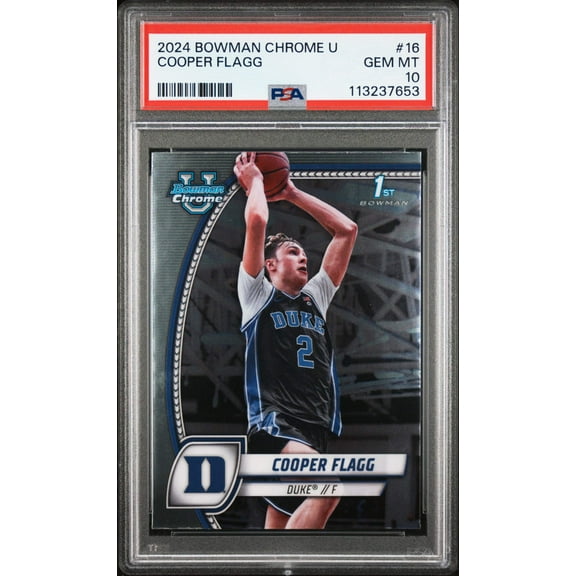Graded 2024 Topps Bowman Chrome U Cooper Flagg #16 Rookie RC Basketball Card PSA 10 Gem Mint