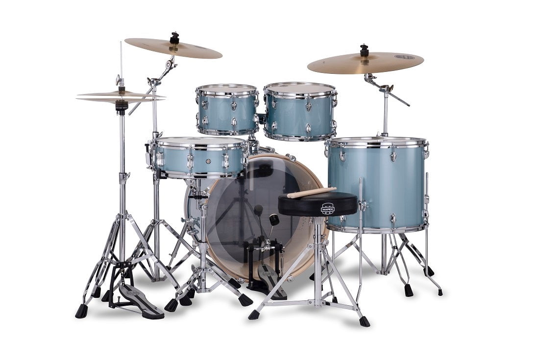 Mapex VE5295FTC Venus Rock Kit Complete, 22" Bass Drum, Aqua Blue Sparkle