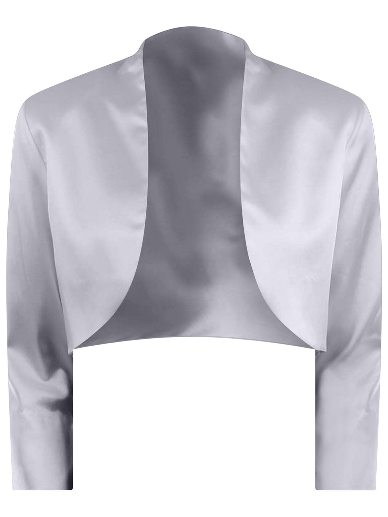 Silver 3/4 Sleeve Satin Bolero Shrug Jacket Size Small