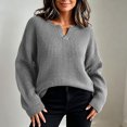 thumbnail image 6 of Xdegoge Womens V Neck Ribbed Knit Sweater Slouchy Loose Fit Long Sleeve Pullover Tops Casual Chunky Drop Shoulder Jumper Fall Winter Warm Cozy Knitwear, 6 of 7