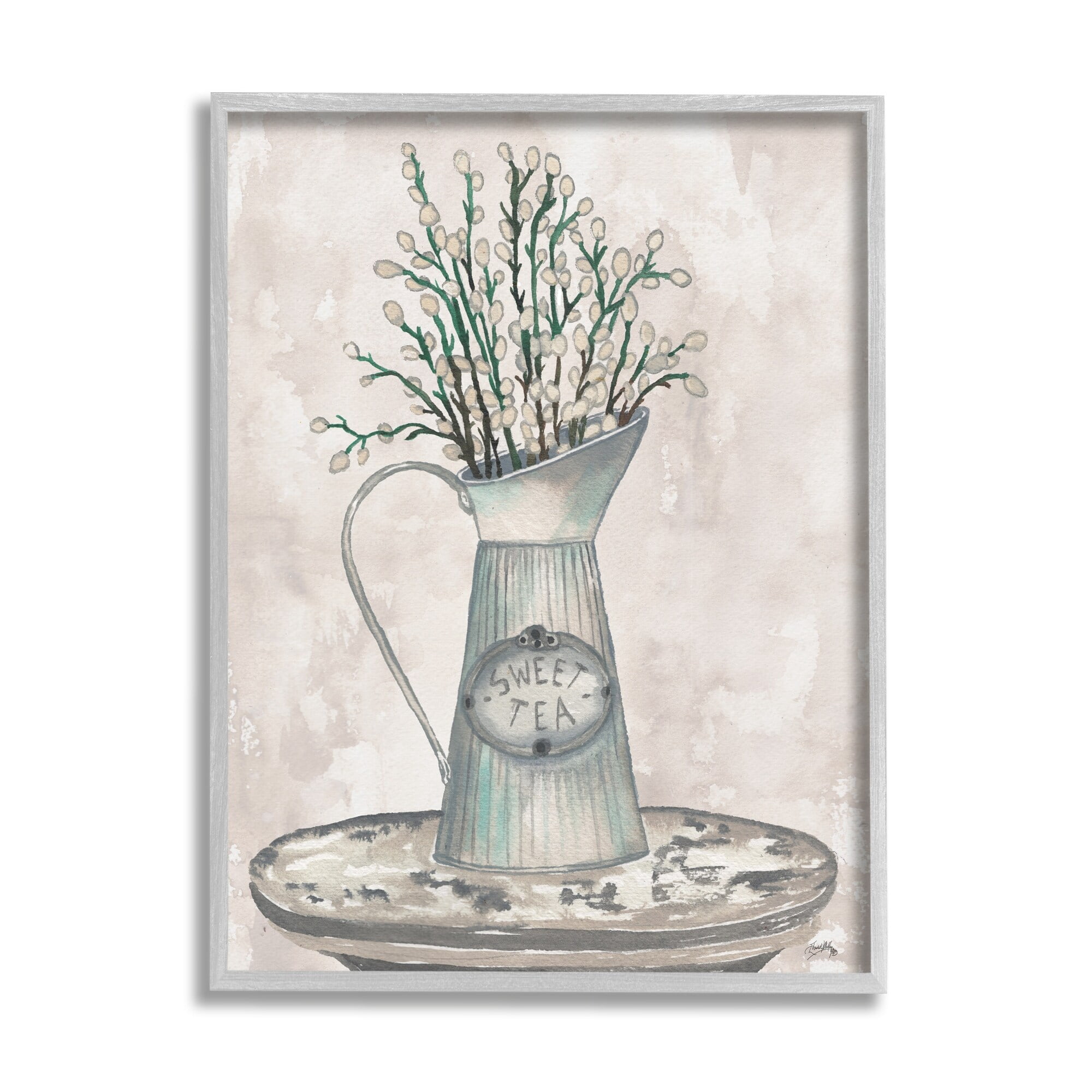 Stupell Industries Pussy Willow Botanicals Sweet Tea Country Jar Painting, 24 x 30, Design by Elizabeth Medley