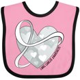 thumbnail image 3 of Inktastic Lung Cancer Awareness White Ribbon Around Heart Boys or Girls Baby Bib, 3 of 4