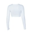 thumbnail image 6 of Liacowi Women Sexy Crop Tops Long Sleeve V-Neck Ruched T-Shirts, 6 of 7
