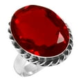 thumbnail image 1 of 925 Silver Ring For Women - Girls Red Ruby Simulated Stone Silver Ring Size 11.5 July Birthstone Boho Silver Ring Size 11.5 Gift For Women On Friendship Day 925 Silver Jewelry With Gemstone, 1 of 5