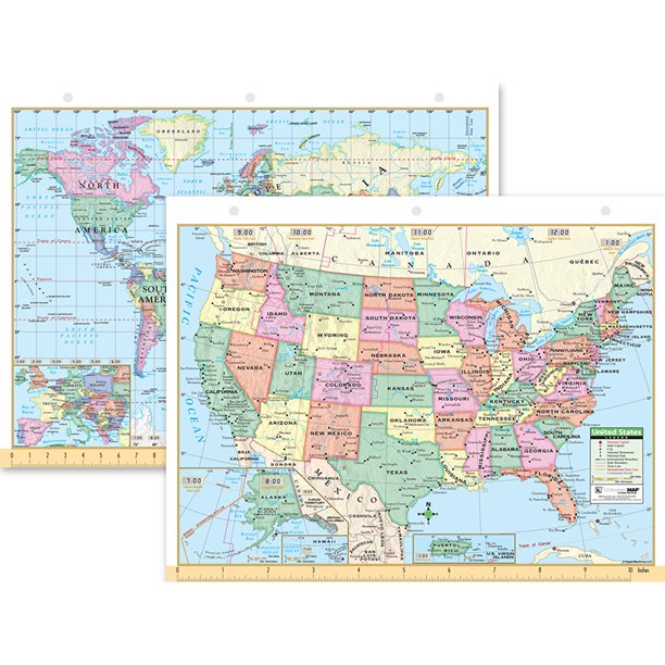 Us World Notebook Map 8 1 2 X 11 Walmart Com