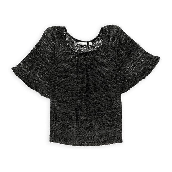 John Paul Richard Womens Metallic 2 Fer Pullover Blouse, Black, Small