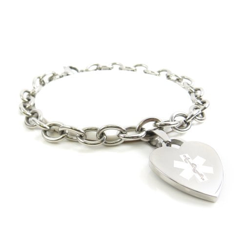 Steel Raindrop White Symbol Pre-Engraved /& Customized Morphine Allergy ID Bracelet My Identity Doctor
