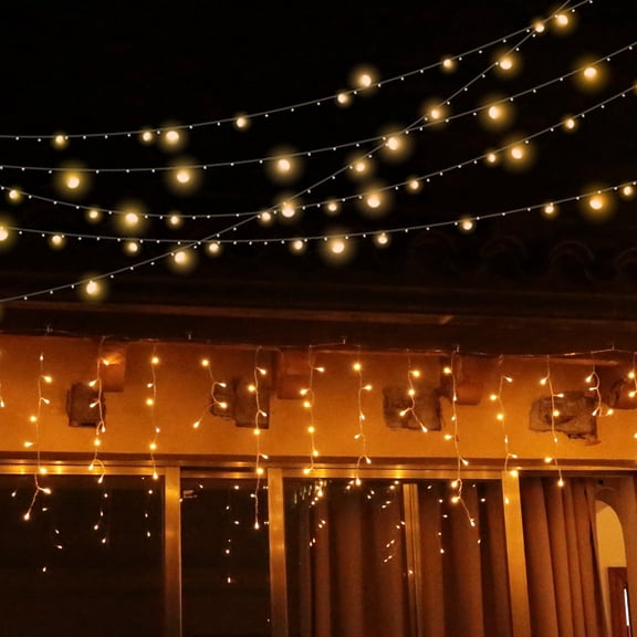 10m 33ft Warm White LED Icicle Lights,Plug-In Eave Light, Outdoor Christmas Decorations , for Eaves, Garden, Wedding Party,Winter Holiday Decoration