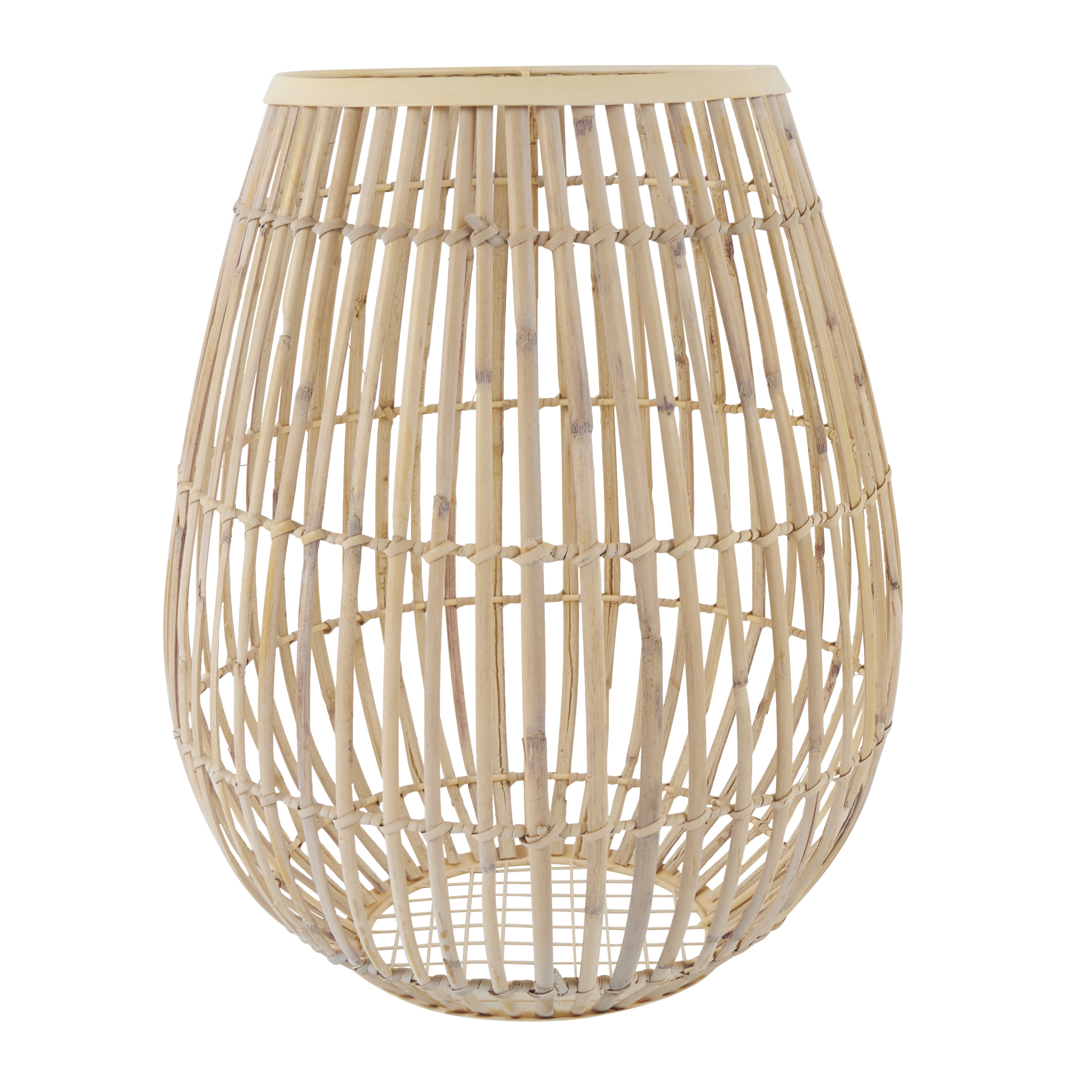 DecMode 15" Handmade Open Frame Round Brown Bamboo Vase