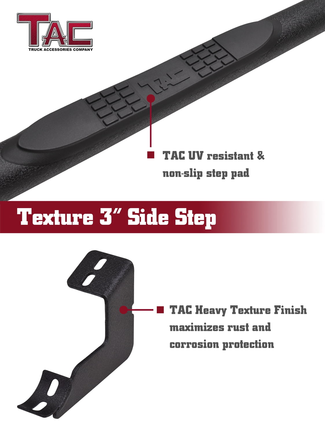 TAC Side Steps Fit 2019-2025 Toyota RAV4 SUV 3" Running Boards Side Bars Nerf Bars Off Road Accessories Texture Black