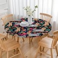 thumbnail image 3 of Yorkie Dog and Flower Florals Round Fitted Tablecloth with Elastic Edge,Dining Table Cover Waterproof,Outdoor Round Tablecloth for Camping,Dining,Indoor and Outdoor, 3 of 7