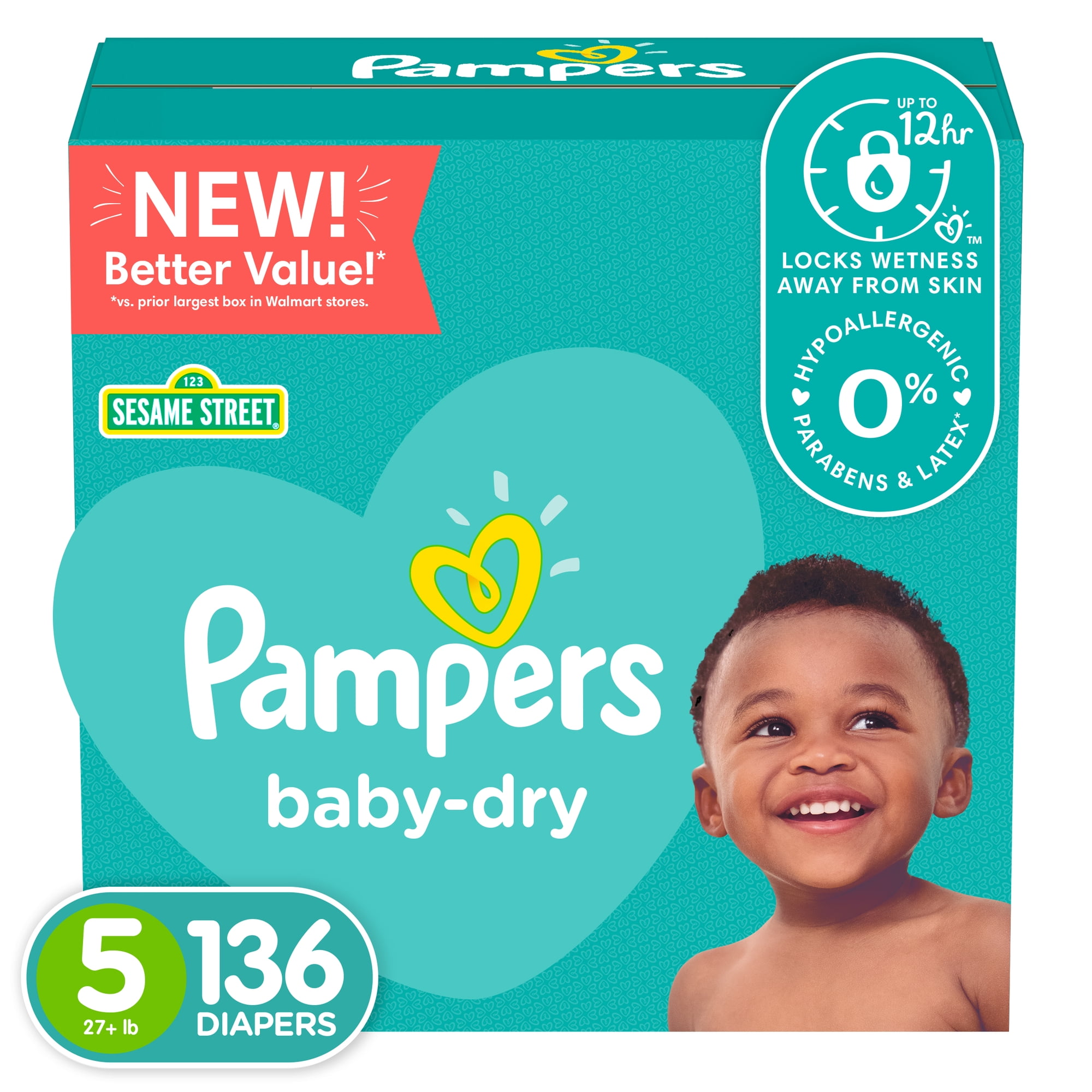 Pampers Baby-Dry Extra Protection Diapers, Size 5, 136 Count