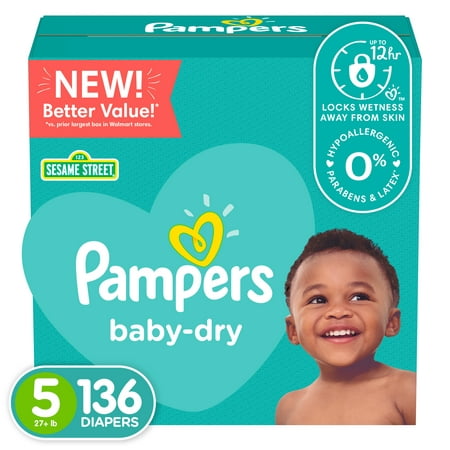 Pampers Baby-Dry Extra Protection Diapers, Size 5, 136 Count