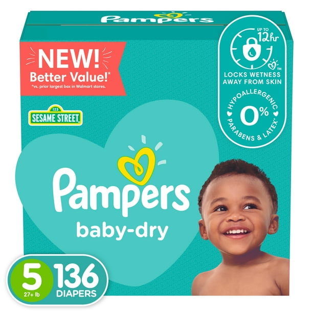 Now Lengthen Discovery Pampers Baby-Dry Extra Protection Diapers, Size 5, 136 Count - Walmart.com