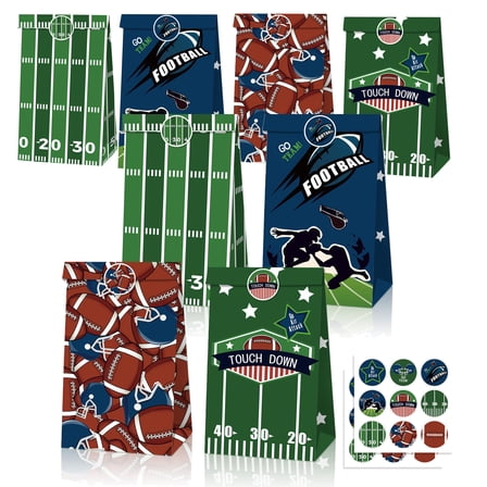 12 PCS Football Goodie Bags Football Gift Bags Football Sports Themed Paper Bags for Birthday Party