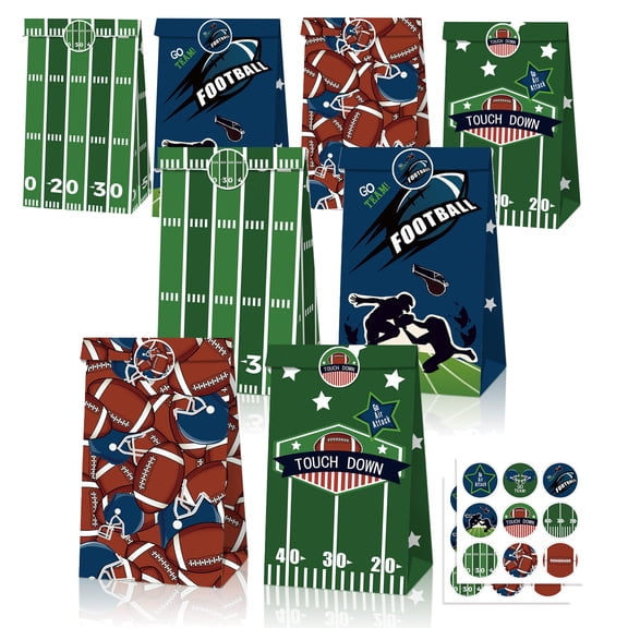 12 PCS Football Goodie Bags Football Gift Bags Football Sports Themed Paper Bags for Birthday Party