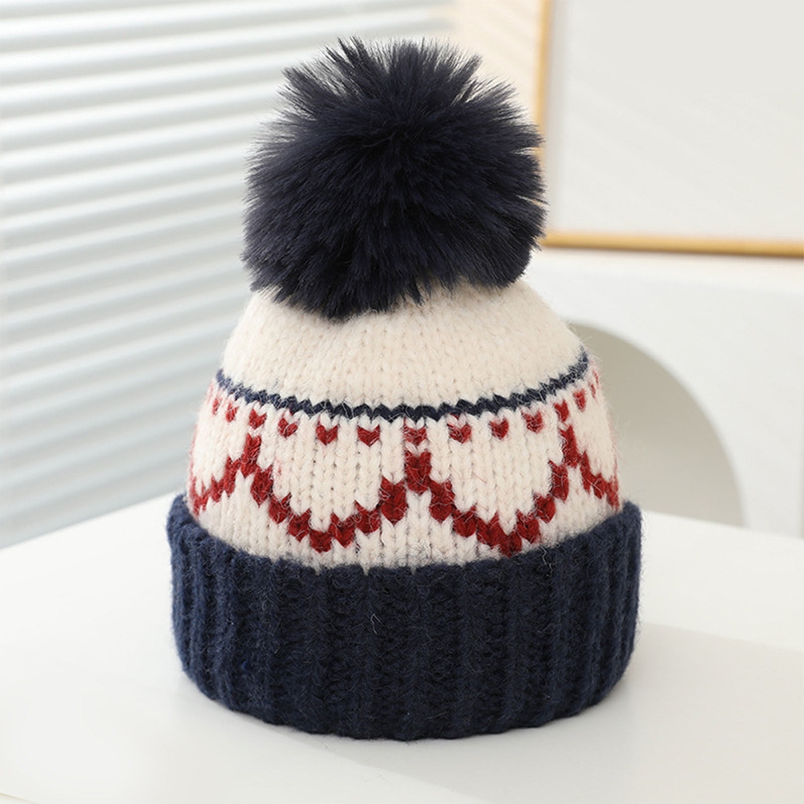 Wancir Kids Winter Beanie Hat, Children’s Warm Knitted Fleece Lined Woollen Ski Pompom Hat for Boys & Girls 3-9 Years