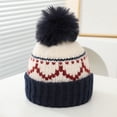 thumbnail image 5 of CYRBOKO Toddler Girls' Beanies, Winter Cotton Thermal Soft Skiing Hats Navy Size 2-9 T, 5 of 5