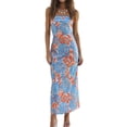 thumbnail image 1 of Vestido largo Realtix con estampado de satén de verano sin espalda para mujer, 1 of 6