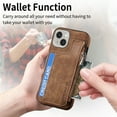 thumbnail image 2 of ELEHOLD for iPhone 15 Multi-Functional Wallet Case,Premium PU Leather with Card Holders Zipper Storage Magnetic Case MagSafe Charging Compatible iPhone 15 6.1" Full Protective Case,Brown, 2 of 13